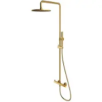 Omnires Y-Wandbrauseset mit Regenbrausekopf, gebürstetes Gold