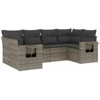 vidaXL Ensemble de salon de jardin 6 pièces avec coussins Gris Poly rotin