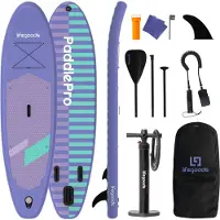 LifeGoods SUP Board All-round Compact - 100 KG Load Capacity - 300 x 76 cm - Inflatable - Complete SUP Package - Purple