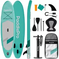 LifeGoods SUP Board All-round Compact - avec siège - capacité de charge de 100 KG - 300 x 76 cm - gonflable - ensemble complet de SUP - vert menthe