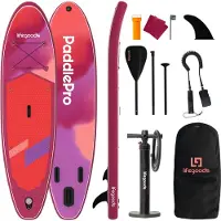 LifeGoods SUP Board All-round Compact - 100 KG Load Capacity - 300 x 76 cm - Inflatable - Complete SUP Package - Red/Lilac