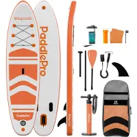 LifeGoods Paddle gonflable - Max. 135KG - 320x81cm - Blanc/Orange