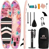 LifeGoods PaddlePro SUP Board - Planche à pagaie gonflable - Ensemble complet - Max. 150KG - 320x81cm - Tropical Pink