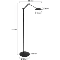 Steinhauer Lampadaire Daphne 2 4601ZW - lampe de lecture en métal noir avec éclairage réglable, télécommande et température de couleur réglable -