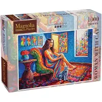 Magnolia Puzzle « Femme avec chat » 1 000 pièces
