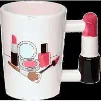 Puckator Werkzeug für Mädchen Lippenstift geformter Henkel Tasse aus Dolomit-Keramik