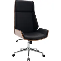 CLP Chaise de bureau Breda - Similicuir, bois en noyer - Noir