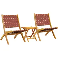 vidaXL Chaises de jardin 2 pcs. Pliable avec table rouge en bois massif