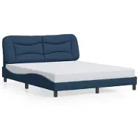 vidaXL Cadre de lit sans matelas "Hvar" bleu 160x200 cm Tissu