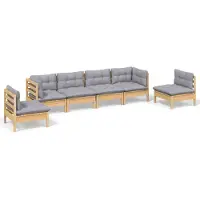 vidaXL Ensemble salon de jardin 6 pièces avec coussins gris pin massif