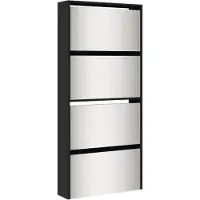 vidaXL Armoire à chaussures avec miroir à 4 niveaux noir 63x17x134 cm