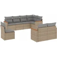 vidaXL Ensemble de jardin canapé 8 pièces avec coussins Beige Poly Rattan