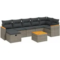 vidaXL Ensemble de jardin canapé 8 pièces avec coussins Gris Poly rotin