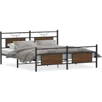 vidaXL Lit métallique sans matelas aspect chêne brun 160x200 cm