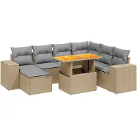 vidaXL Ensemble de jardin canapé 8 pièces avec coussins Beige Poly Rattan