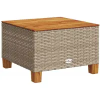 vidaXL Table de jardin beige 55x55x36 cm Poly rotin acacia