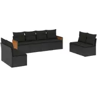 vidaXL Ensemble de jardin canapé 8 pièces avec coussins noir poly rotin