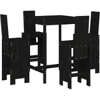 vidaXL Ensemble bar de jardin 5 pièces noir pin massif