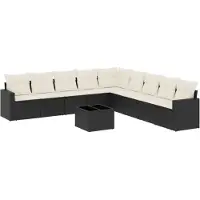 vidaXL Ensemble de 10 canapés de jardin avec coussins noir poly rotin