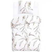 Darymex Parure de lit coton 140x200 motif feuilles beiges