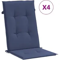 vidaXL Coussins de chaise à dossier haut lot de 4 bleu marine tissu