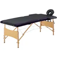 vidaXL Table de massage pliable 2 zones Bois Noir