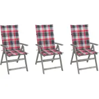 vidaXL Chaises de jardin réglables 3 pièces avec coussins en bois massif d'acacia