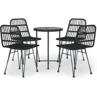 vidaXL Ensemble de jardin 5 pièces noir Poly rotin
