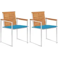 vidaXL Chaises de jardin avec coussins 2 pcs. Bois massif acacia et acier