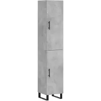 vidaXL Highboard gris béton 34,5x34x180 cm Bois composite