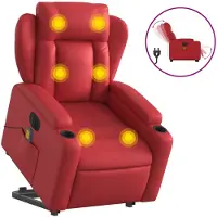 vidaXL Fauteuil de massage avec releveur électrique rouge similicuir