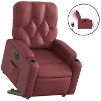 vidaXL Fauteuil relax releveur électrique vin rouge similicuir