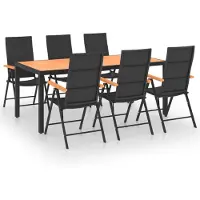 vidaXL Ensemble de jardin 7 pièces noir et brun