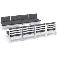 vidaXL Ensemble salon de jardin 9 pièces avec coussins pin massif