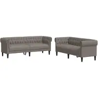 vidaXL Ensemble de canapés 2 pièces tissu taupe