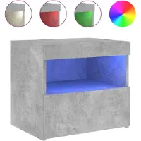 vidaXL Table de chevet avec lumières LED gris béton 50x40x45 cm