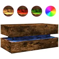 vidaXL Table basse avec lampes LED chêne fumé 90x50x40 cm