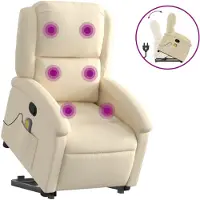 vidaXL Fauteuil de massage avec releveur Crème Tissu