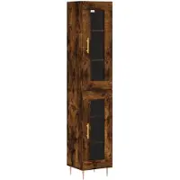 vidaXL Highboard chêne fumé 34,5x34x180 cm bois composite