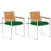vidaXL Chaises de jardin avec coussins 2 pcs. Bois massif acacia et acier