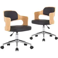 vidaXL Chaise de salle à manger 2 pcs. Pivotantes Noir Bois courbé et similicuir