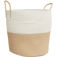 vidaXL Panier de rangement beige et blanc Ø43x38 cm coton
