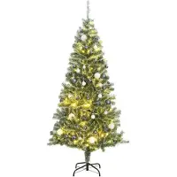 vidaXL Sapin de Noël artificiel 300 LED&boules&neige floquée 240 cm