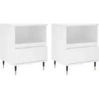 vidaXL Tables de chevet 2 pcs blanc 40x35x50 cm bois d’ingénierie