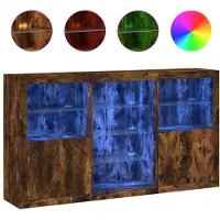 vidaXL Sideboard avec lampes LED chêne fumé 181,5x37x100 cm