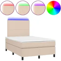 vidaXL Lit Boxspring avec matelas & LED Cappuccino-Brun 120x190 cm