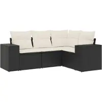 vidaXL ensemble de salon de jardin 4 pièces avec coussins Noir Poly Rattan