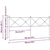 vidaXL Tête de lit en métal noir 193 cm