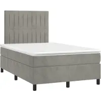 vidaXL Lit boxspring avec matelas gris clair 120x190 cm velours