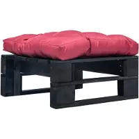 vidaXL Repose-Pied Palette De Jardin Avec Coussin Rouge Noir Bois